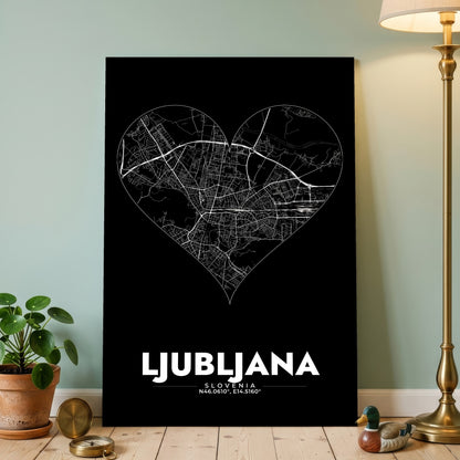 Ljubljana Heart Map Poster