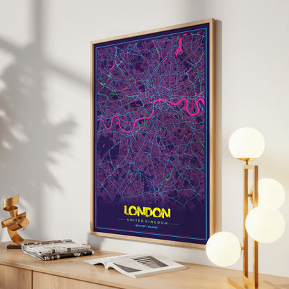 London Cyberpunk Map Poster
