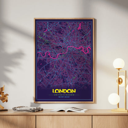 London Cyberpunk Map Poster