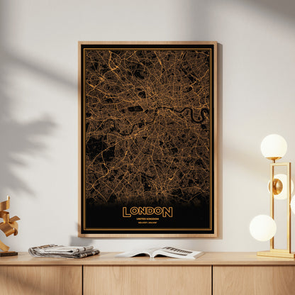 London Phosphor Map Poster - Amber CRT