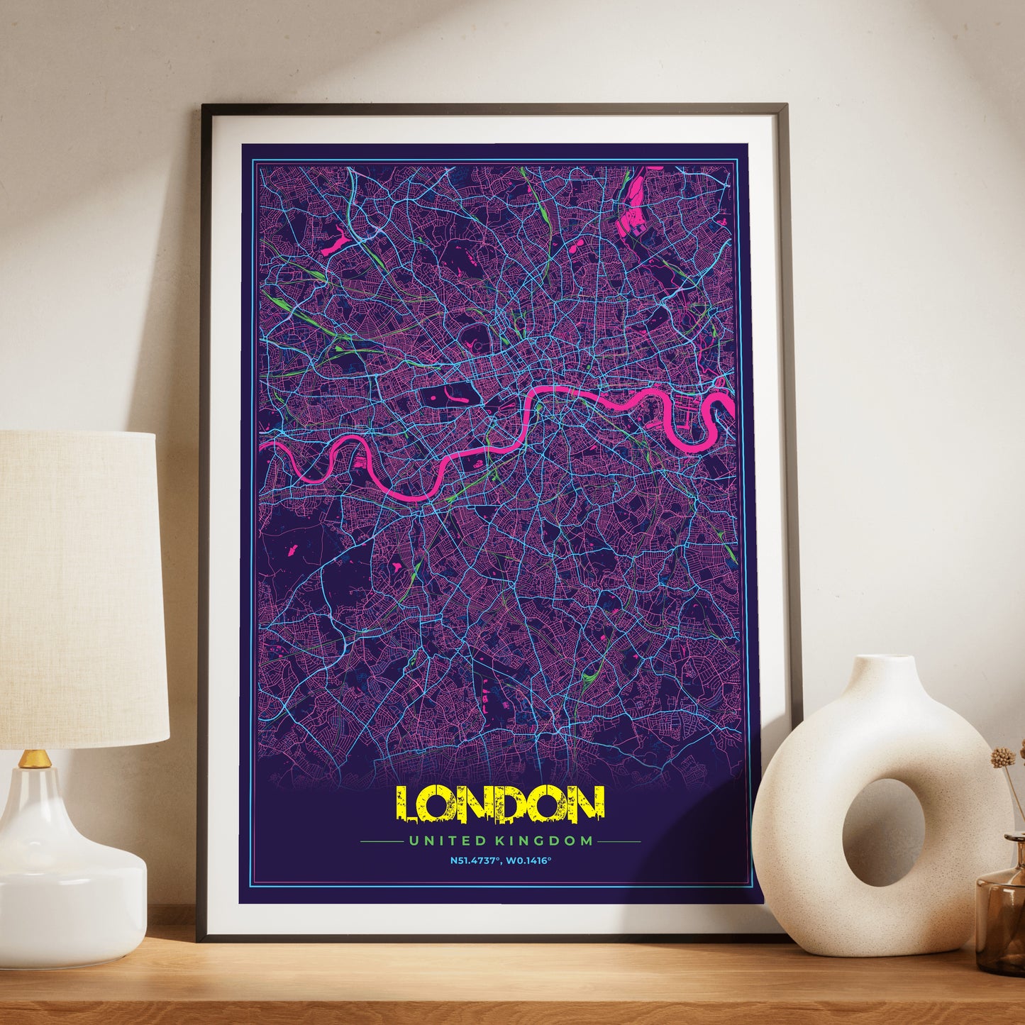 London Cyberpunk Map Poster