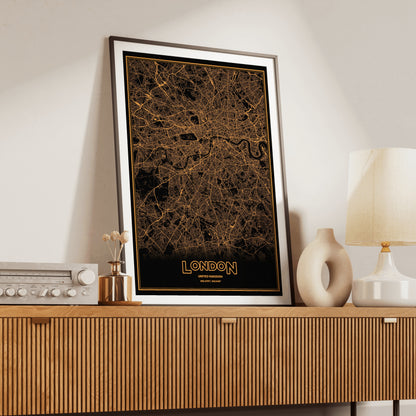 London Phosphor Map Poster - Amber CRT
