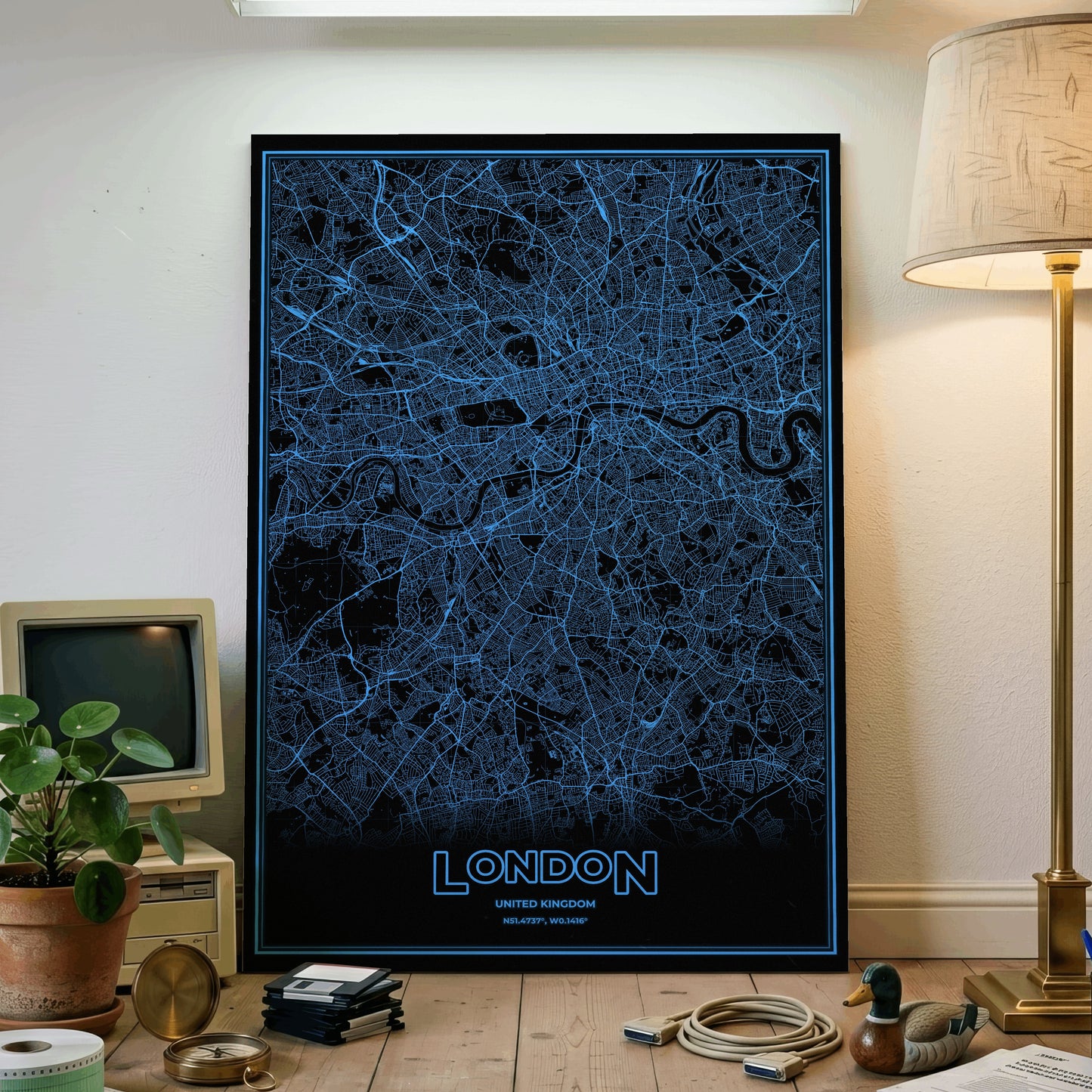 London Phosphor Map Poster - IBM Blue