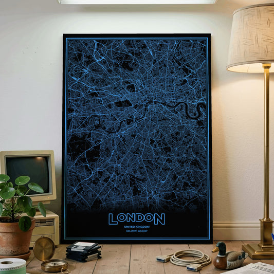 London Phosphor Map Poster - IBM Blue