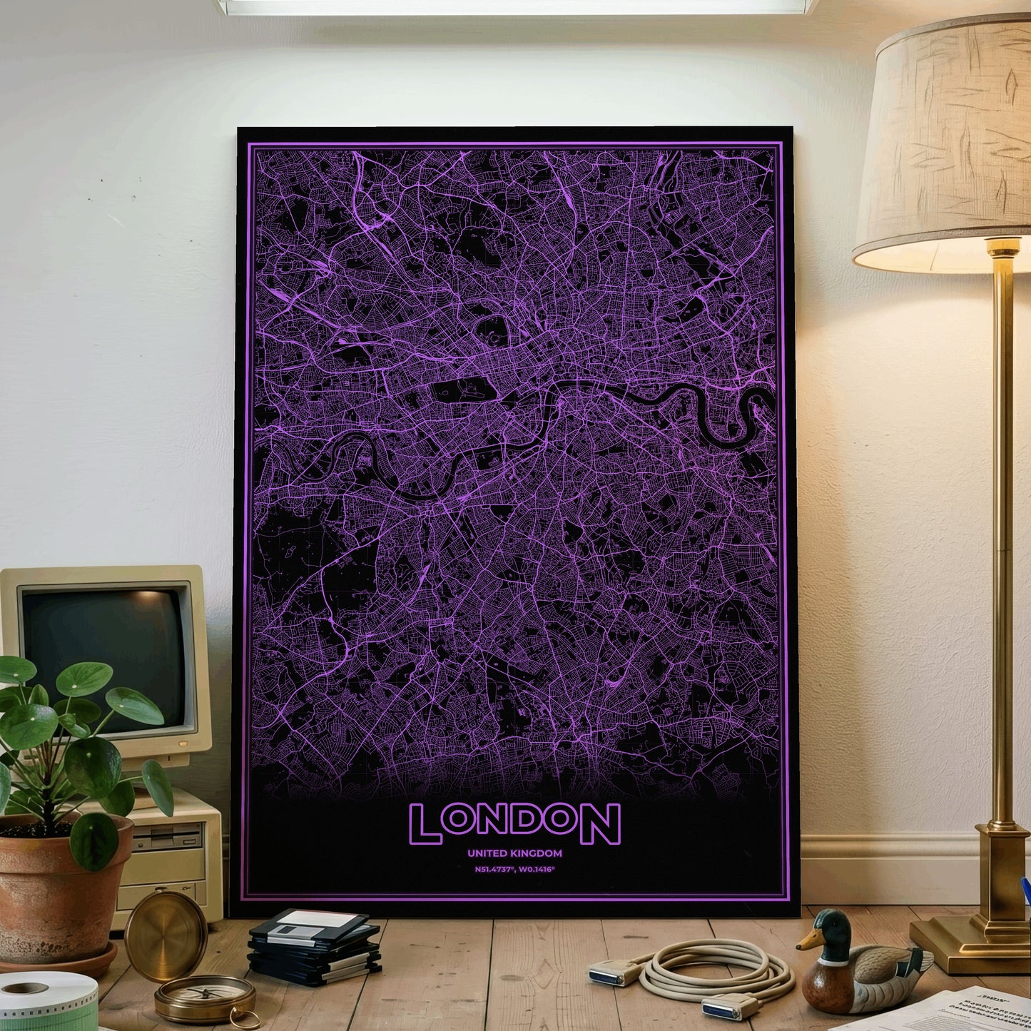 London Phosphor Map Poster - EGA Violet