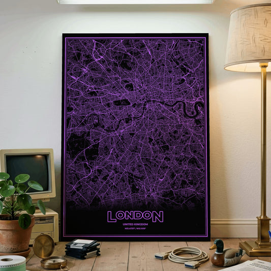 London Phosphor Map Poster - EGA Violet