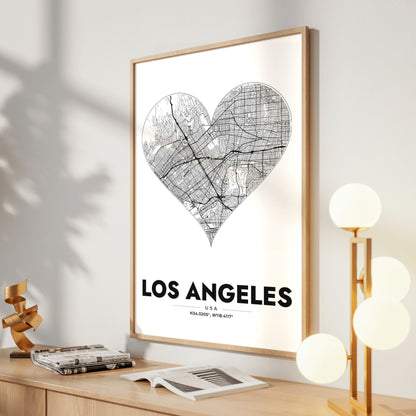 Los Angeles Heart Map Poster