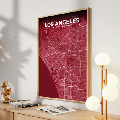 Los Angeles Garnet Map Poster