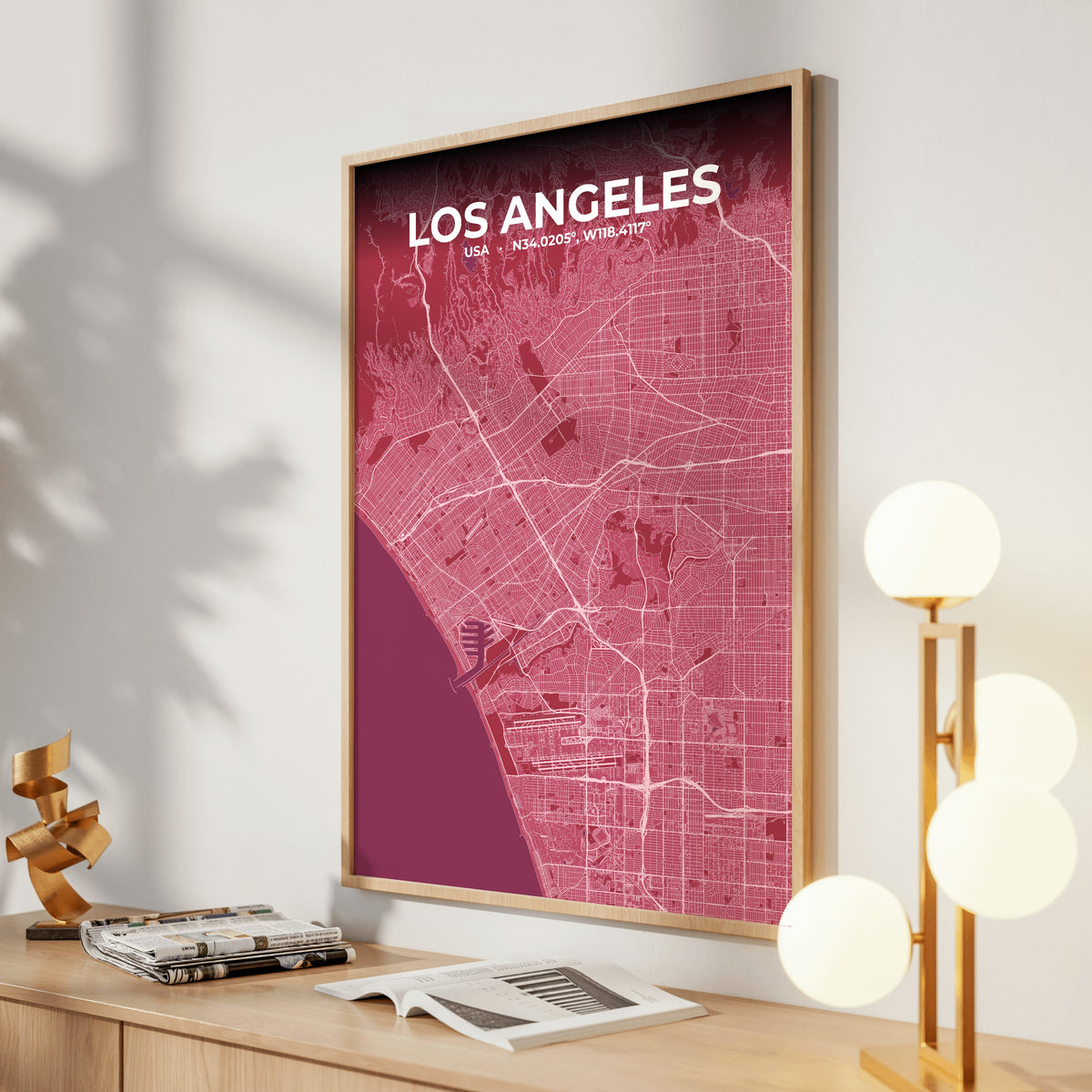 Los Angeles Scarlet Map Poster