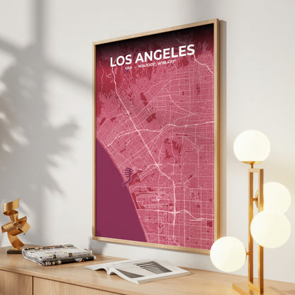 Los Angeles Scarlet Map Poster