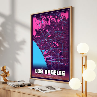Los Angeles GTA Map Poster