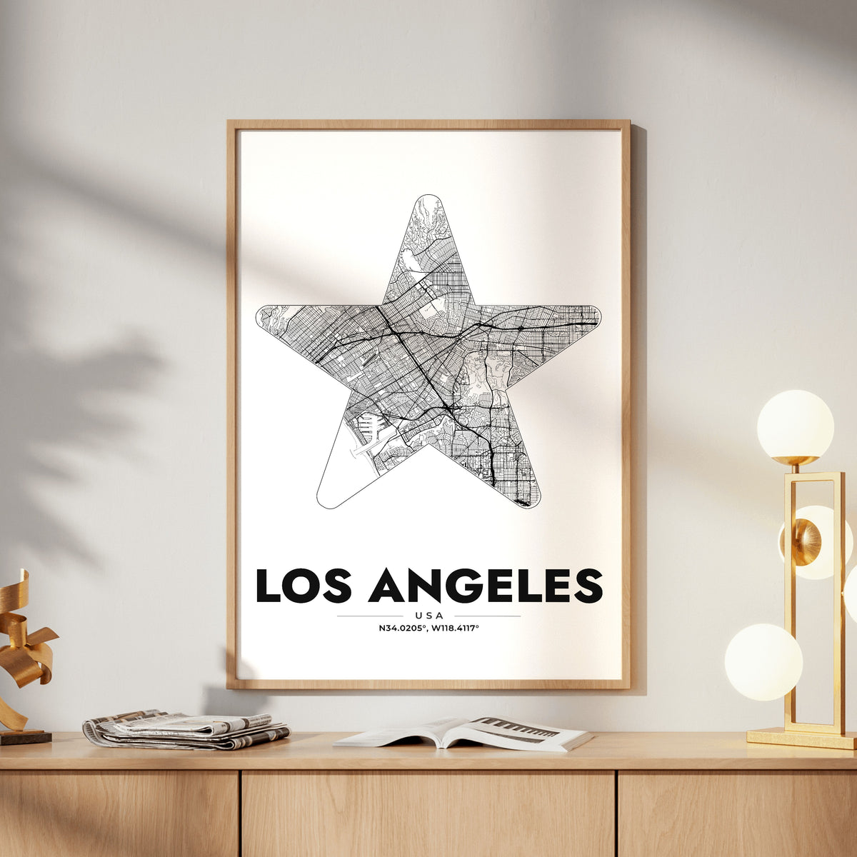 Los Angeles Star Map Poster
