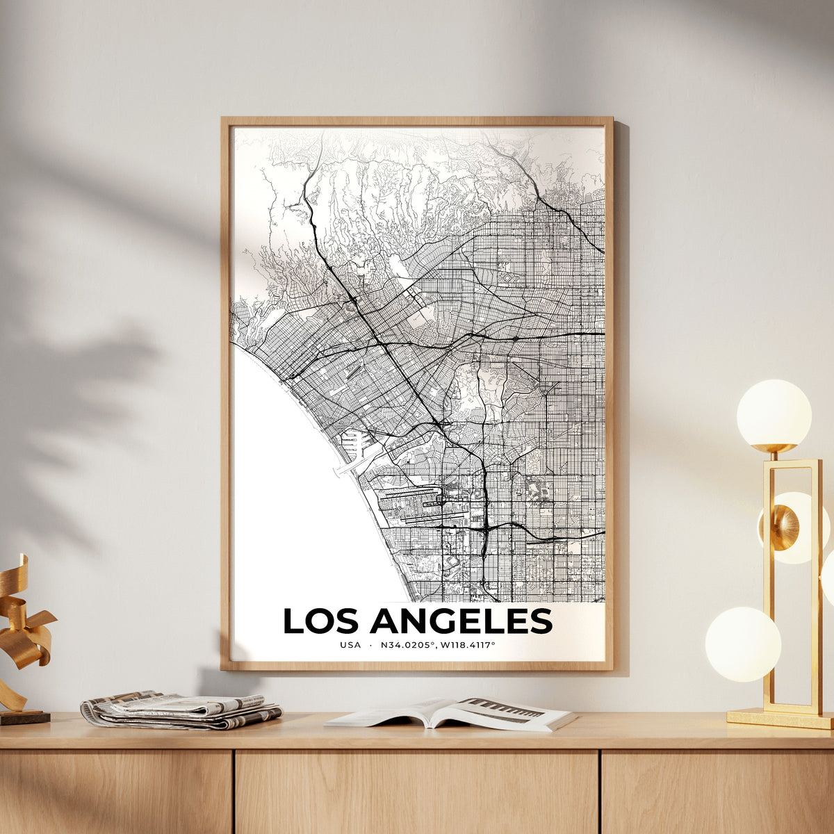 Los Angeles Elegant Map Poster