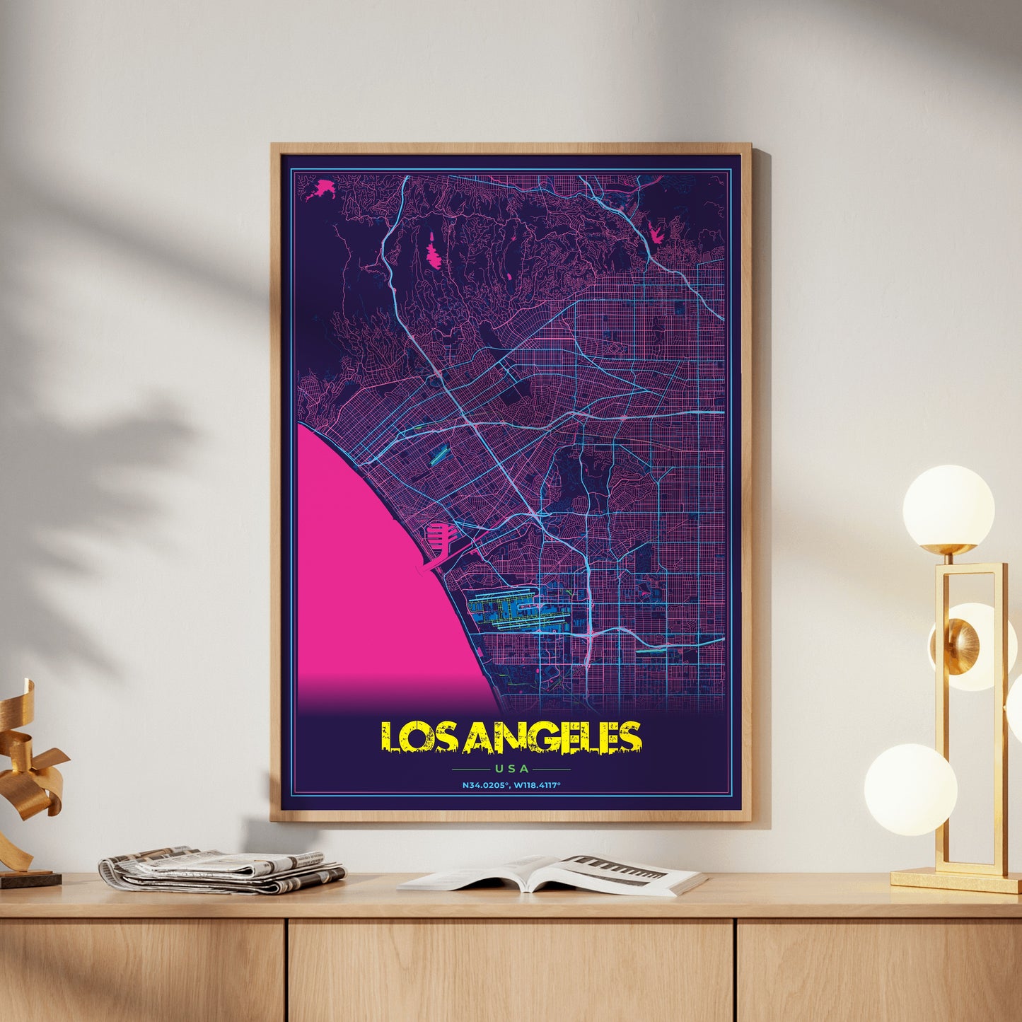 Los Angeles Cyberpunk Map Poster