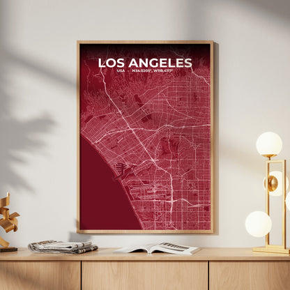 Los Angeles Garnet Map Poster