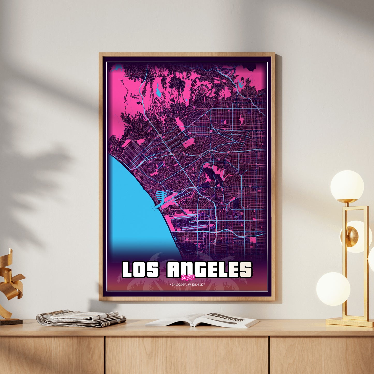 Los Angeles GTA Map Poster