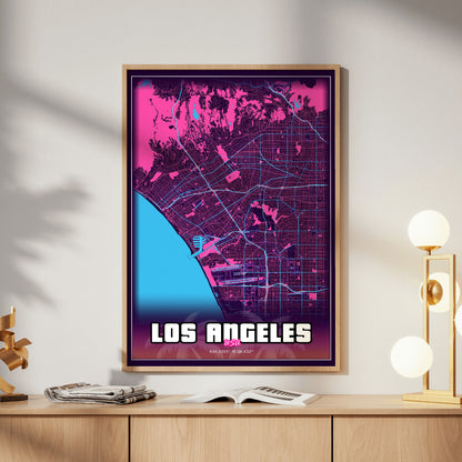 Los Angeles GTA Map Poster
