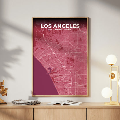 Los Angeles Scarlet Map Poster