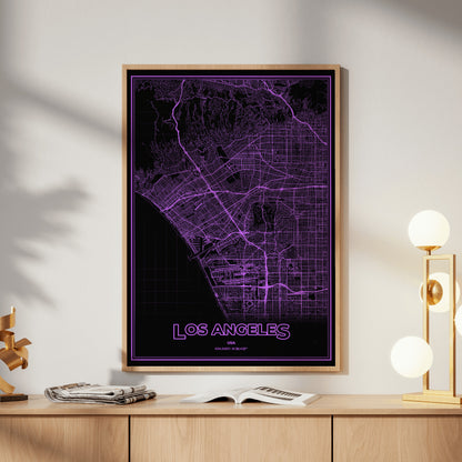 Los Angeles Phosphor Map Poster - EGA Violet