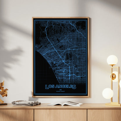 Los Angeles Phosphor Map Poster - IBM Blue