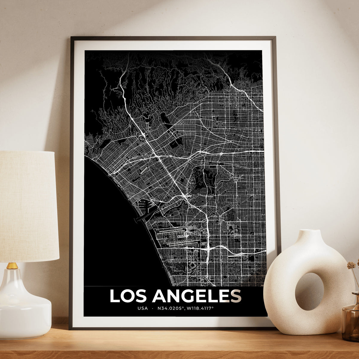 Los Angeles Elegant Map Poster