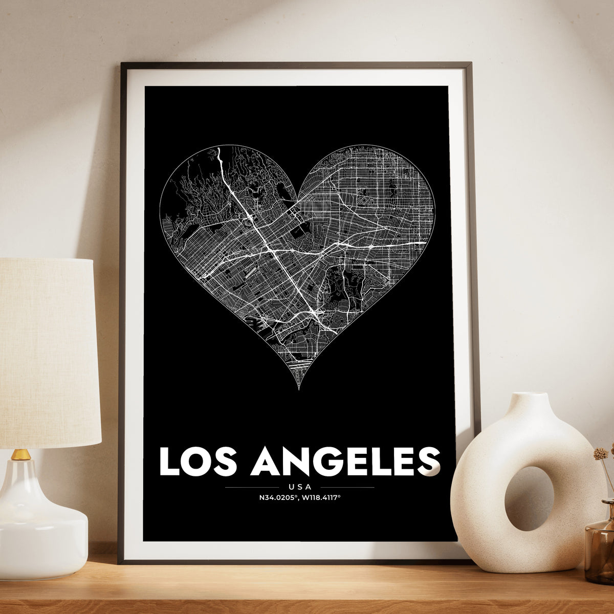 Los Angeles Heart Map Poster