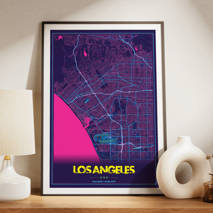 Los Angeles Cyberpunk Map Poster