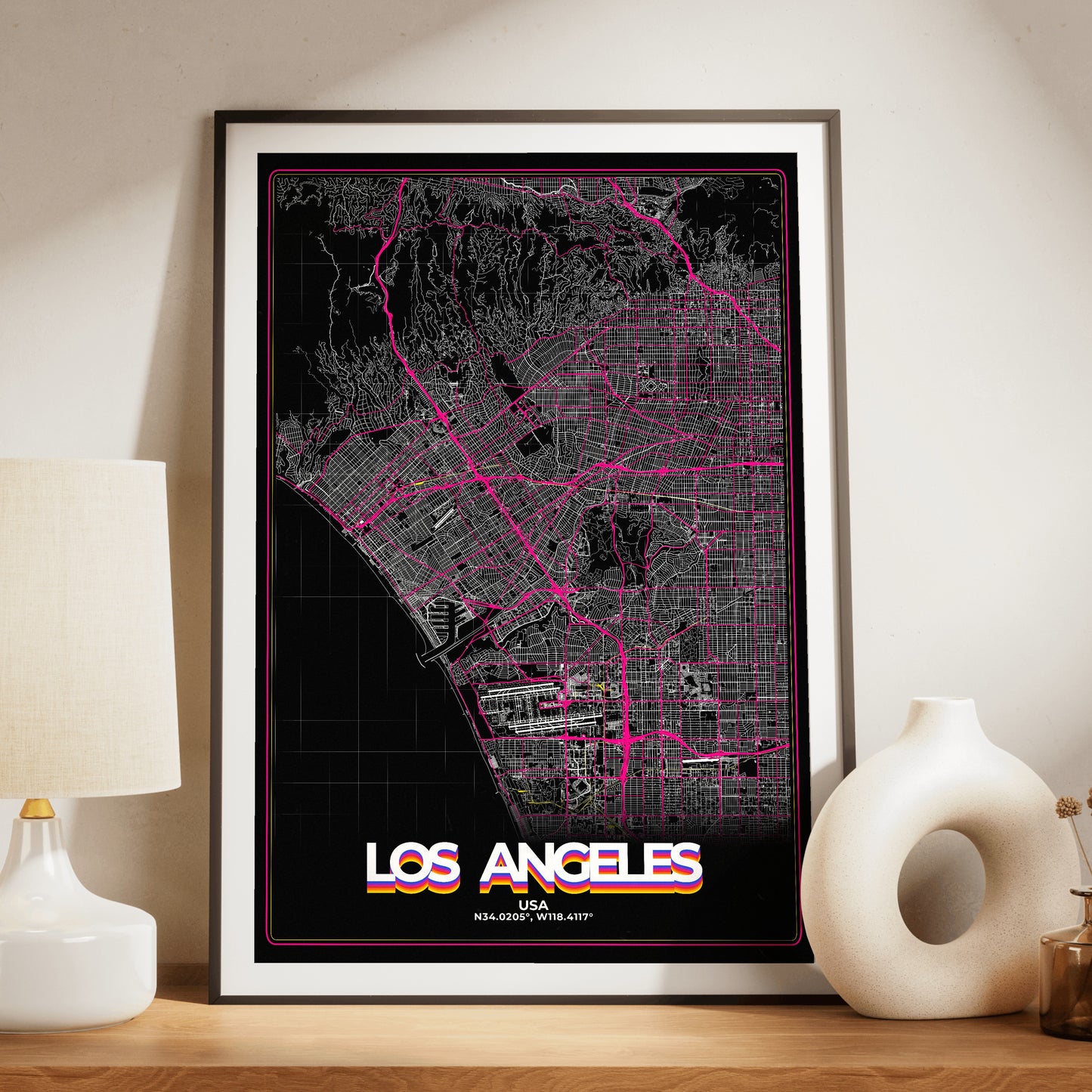 Los Angeles Retro Map Poster