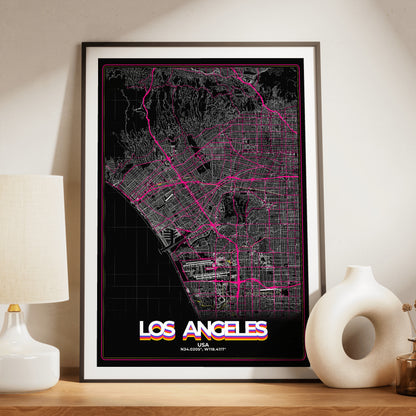 Los Angeles Retro Map Poster