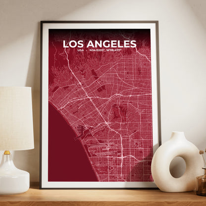Los Angeles Garnet Map Poster