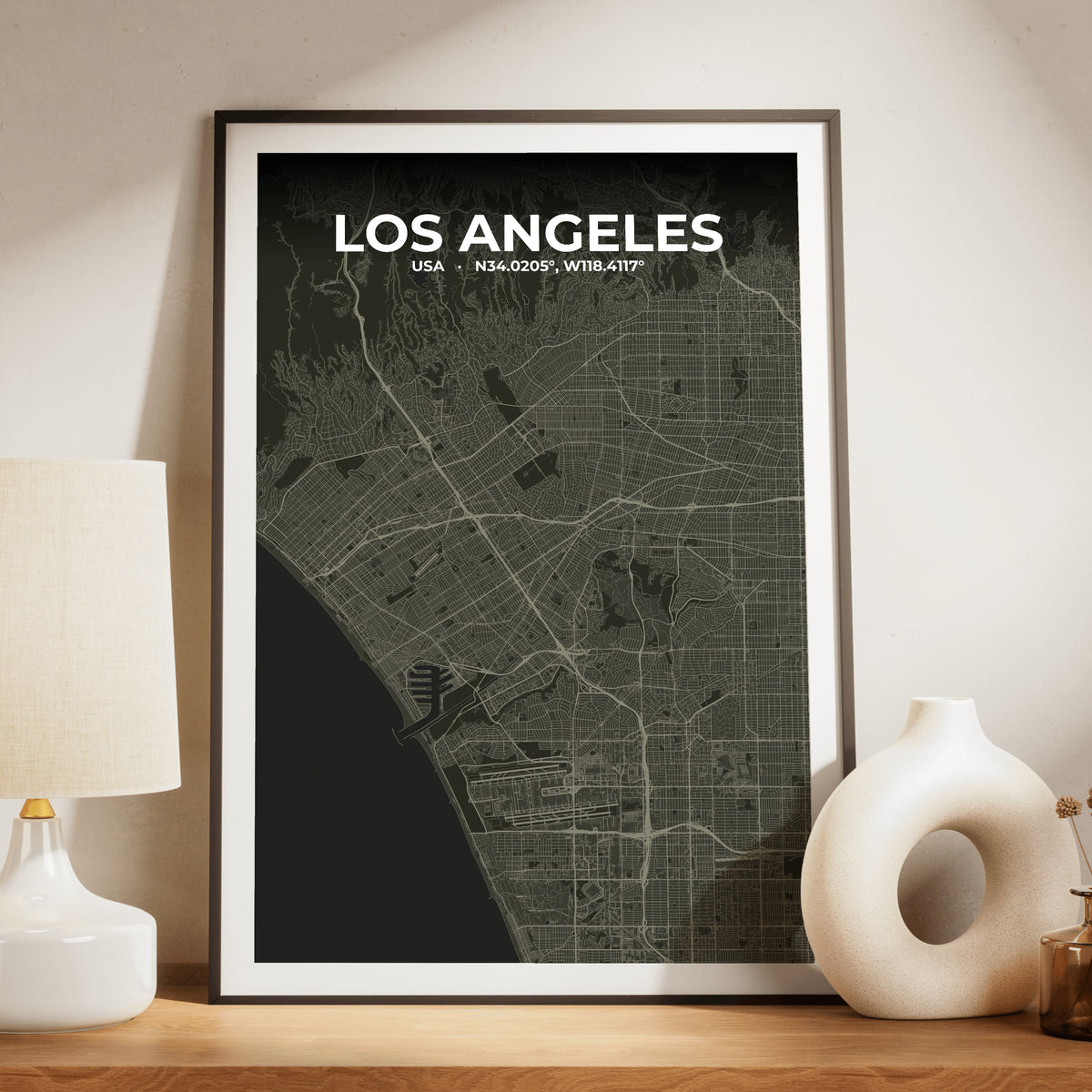 Los Angeles Sable Map Poster