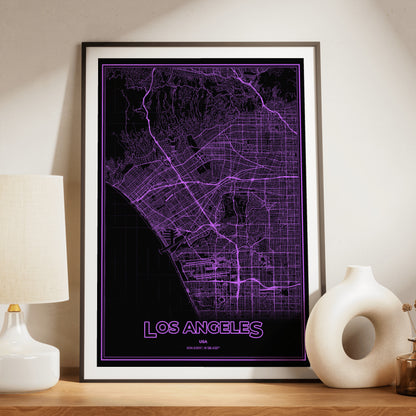 Los Angeles Phosphor Map Poster - EGA Violet