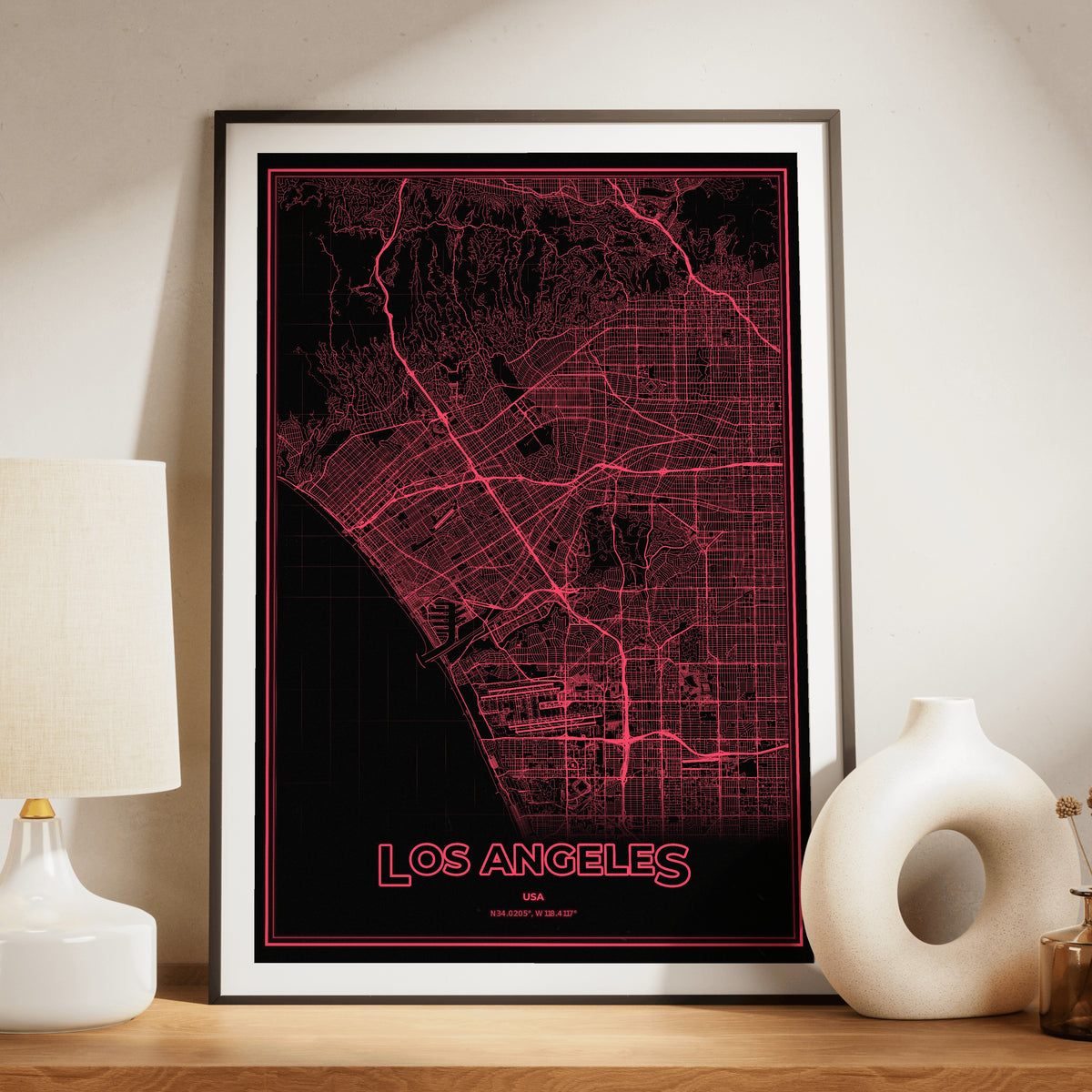 Los Angeles Phosphor Map Poster - System Alert