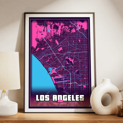 Los Angeles GTA Map Poster
