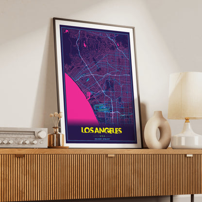 Los Angeles Cyberpunk Map Poster