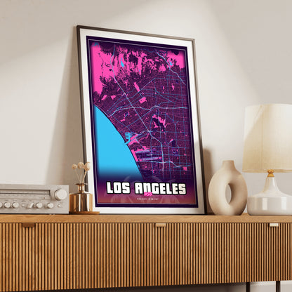 Los Angeles GTA Map Poster