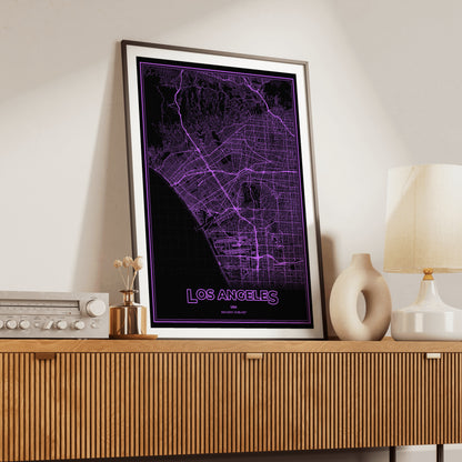 Los Angeles Phosphor Map Poster - EGA Violet