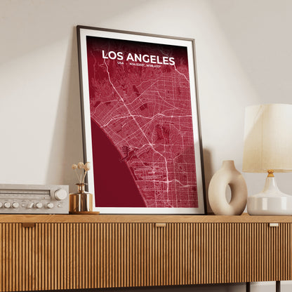 Los Angeles Garnet Map Poster