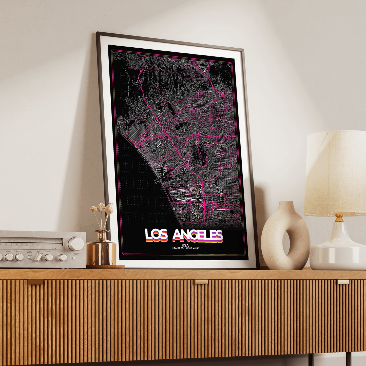 Los Angeles Retro Map Poster