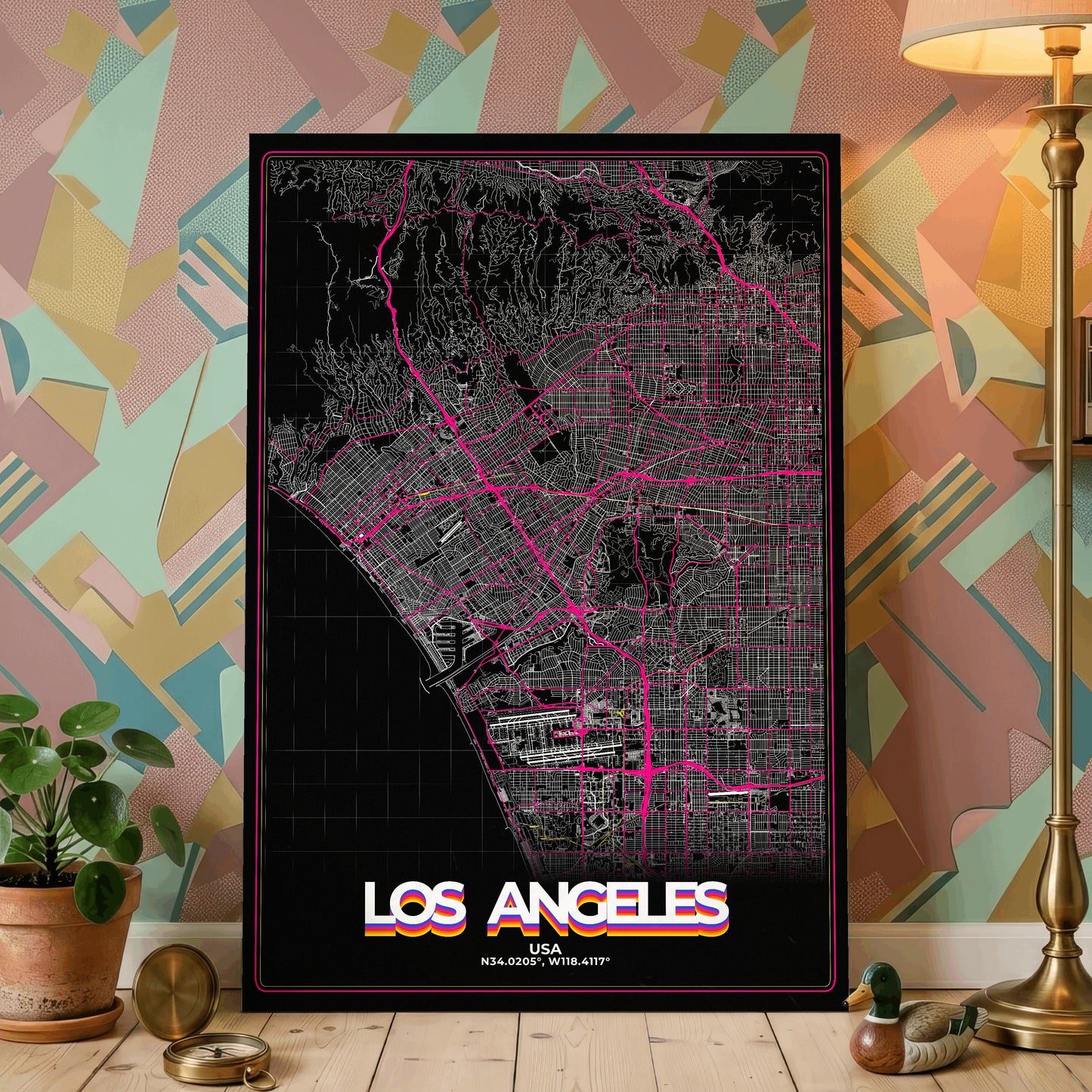 Los Angeles Retro Map Poster