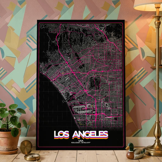 Los Angeles Retro Map Poster