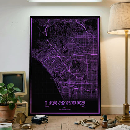 Los Angeles Phosphor Map Poster - EGA Violet