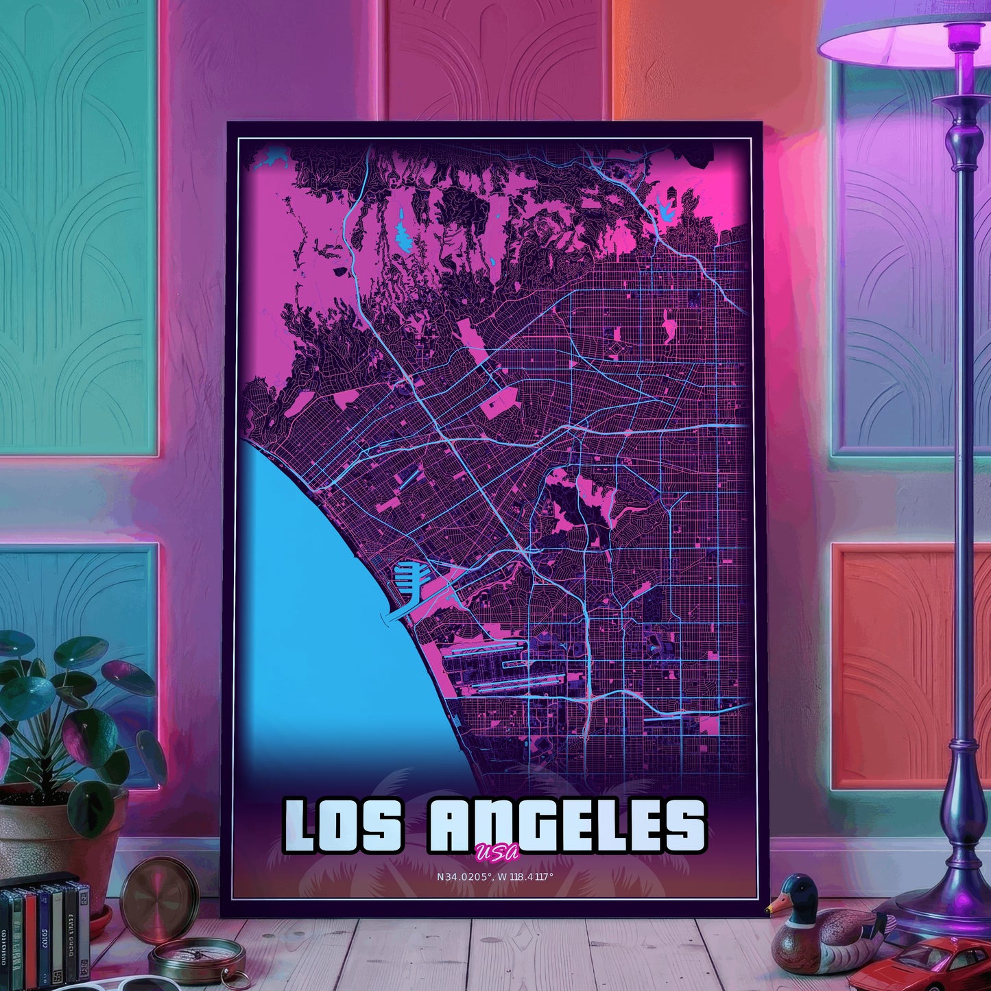 Los Angeles GTA Map Poster