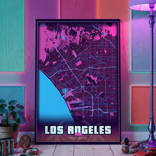 Los Angeles GTA Map Poster