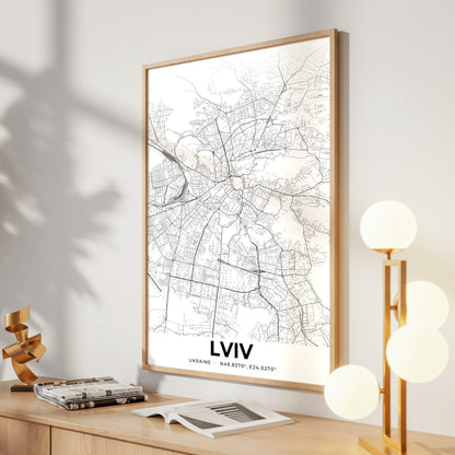 Lviv Elegant Map Poster