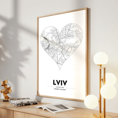 Lviv Heart Map Poster