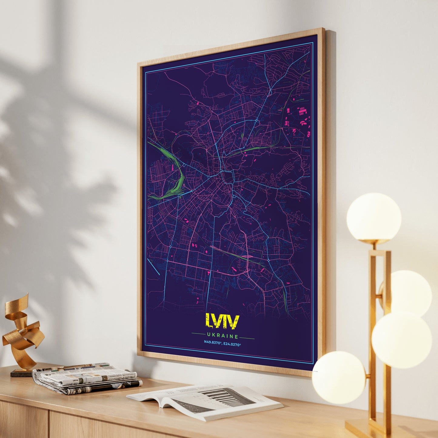 Lviv Cyberpunk Map Poster
