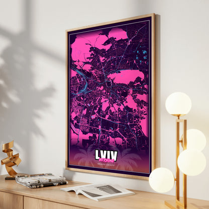 Lviv GTA Map Poster