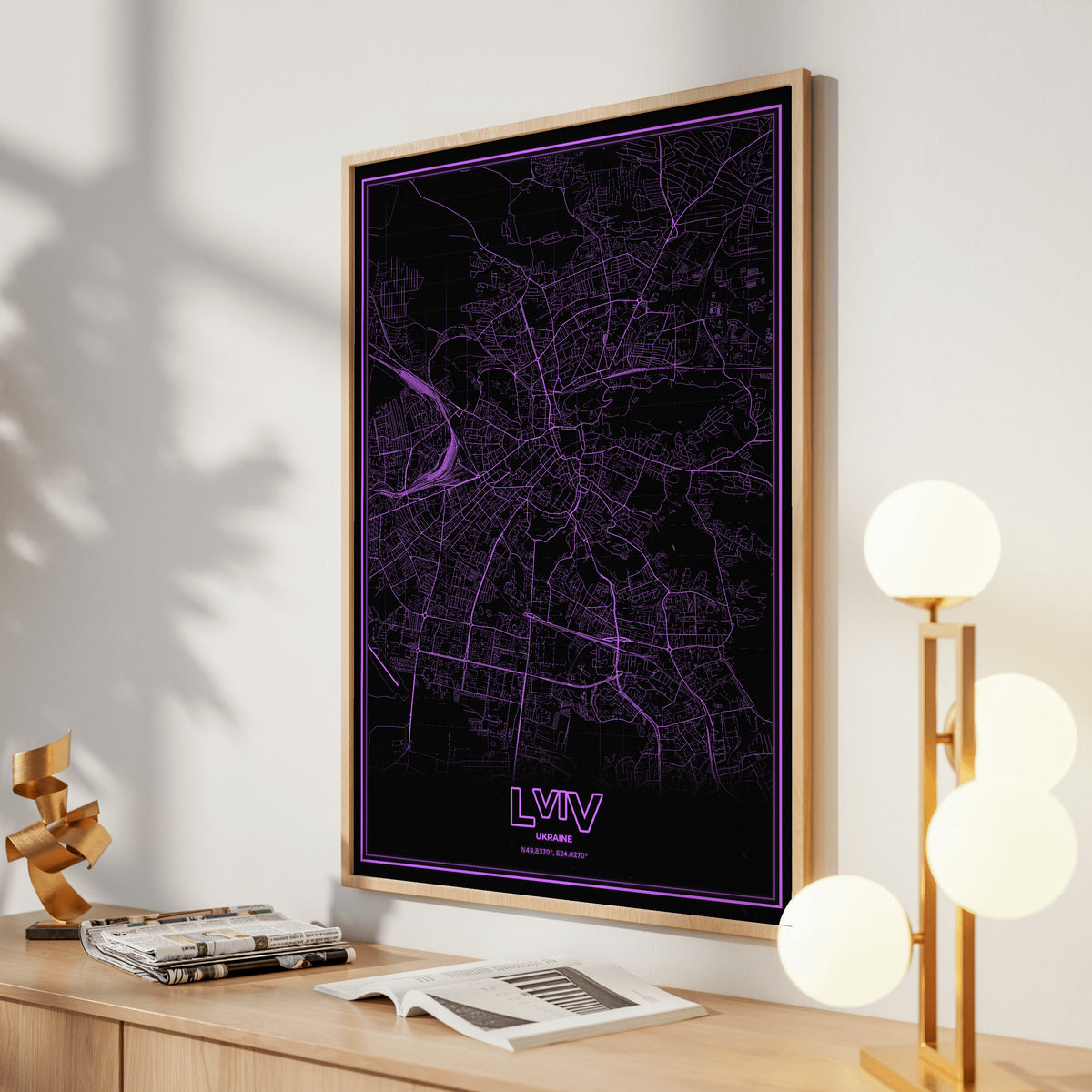 Lviv Phosphor Map Poster - EGA Violet