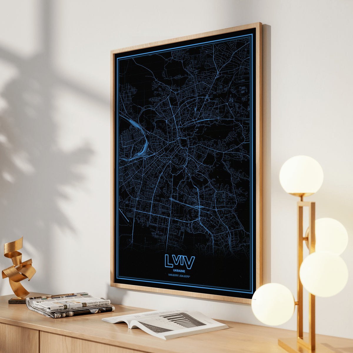 Lviv Phosphor Map Poster - IBM Blue